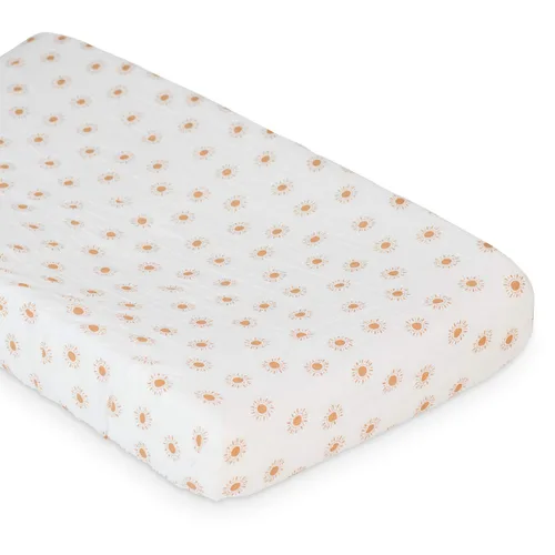 Vista 6 de lulujo Funda para cambiador de bebé, 100% muselina de algodón, tamaño estándar, 32 x 16 pulgadas, margaritas