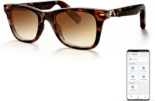 Vista 18 de GetD Lentes inteligentes de acetato 2026, ChatGPT y traductor en tiempo real de 145 idiomas, gafas Bluetooth con lente transparente, duración