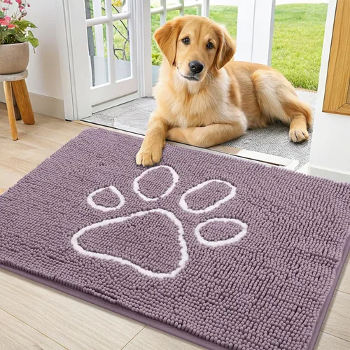 Vista 68 de Smiry Tapete para puerta de perro para patas fangosas, absorbente y Gris y negro