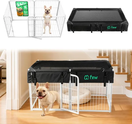 Vista 83 de FXW Homeplus Unleashed Corral para Perros de Interior - Juego Sin Estrés y Seguro, Resistente de 24 Pulgadas con 6 Paneles para Cachorros y Perros