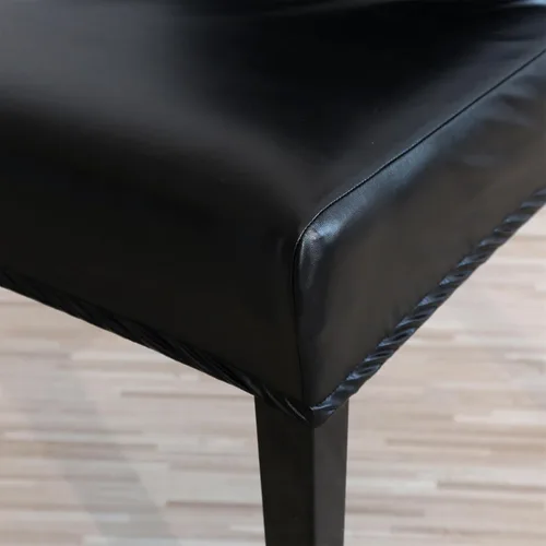 Vista 5 de Qubjus Fundas para sillas de comedor, de piel sintética sólida, impermeable, a prueba de aceite, elásticas, fundas protectoras para sillas de Negro