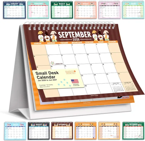 Vista 26 de Small Desk Calendar 2027 Standing Flip - 2027 Desk Calendar Small 2027-2028 Colorful Pastel