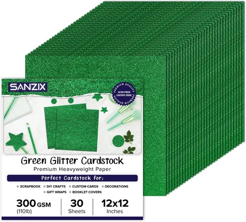 Vista 13 de SANZIX 30 hojas de papel de cartulina negra con purpurina de 12x12" - 110lb 300 GSM papel premium con purpurina brillante para Cricut, decoraciones