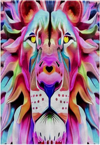 Vista 7 de 3dRose Paño de lavado de 11 x 12 pulgadas para cara y cuerpo – un arte de fantasía de león irreal – abstracto geométrico