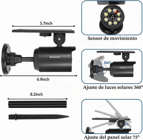 Vista 5 de Luces solares de movimiento para exteriores, luces con sensor IP67, impermeable, 3600 mAh, luz de seguridad para puerta delantera, garaje, entrada