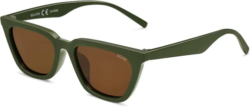 Vista 14 de SOJOS Gafas de sol polarizadas cuadradas estrechas estilo ojos de gato para mujeres, retro, modernas, para conducir SJ2169