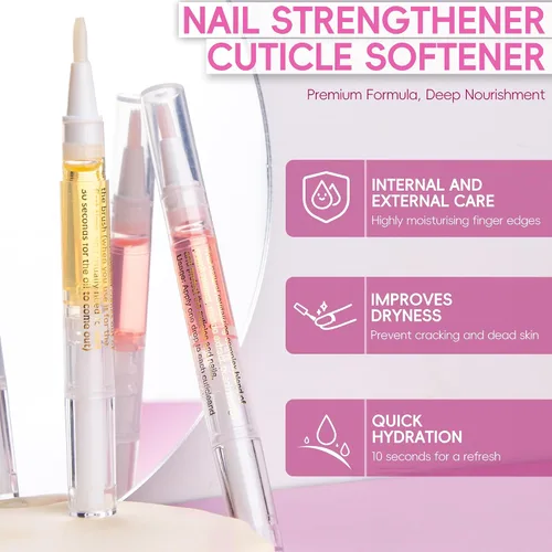 Vista 3 de 2 bolígrafos de aceite de cutícula para uñas, bolígrafo de aceite de uñas para cuidado de uñas, aceite de cutícula para uñas con lima de uñas Sabor