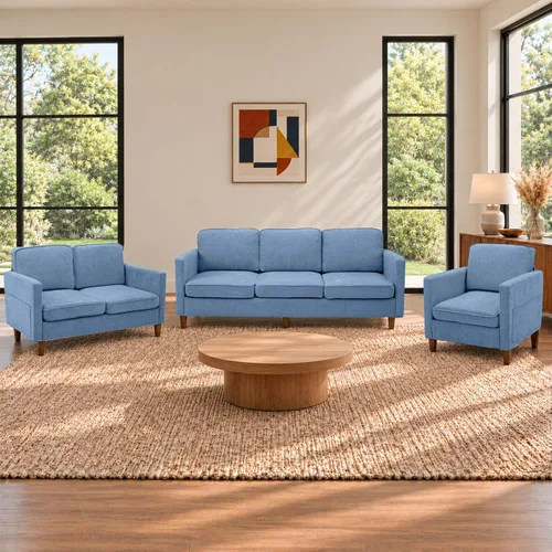 Vista 26 de Kingfun Juego de 2 sillas decorativas, sillas de sala de estar, sillón de lectura de mediados de siglo, felpilla con pie de madera maciza