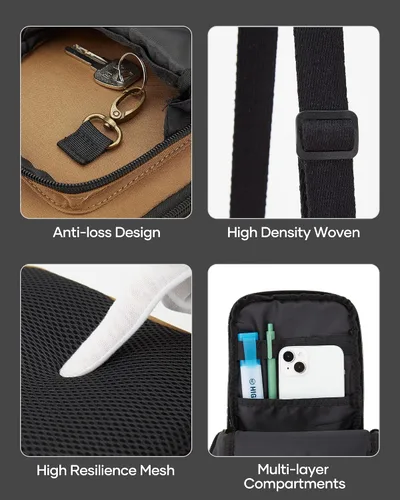 Vista 5 de Bolso cruzado para hombre, mini bolso de hombre, bolso de hombro de mensajero de viaje para hombre, bolsas laterales pequeñas para hombre