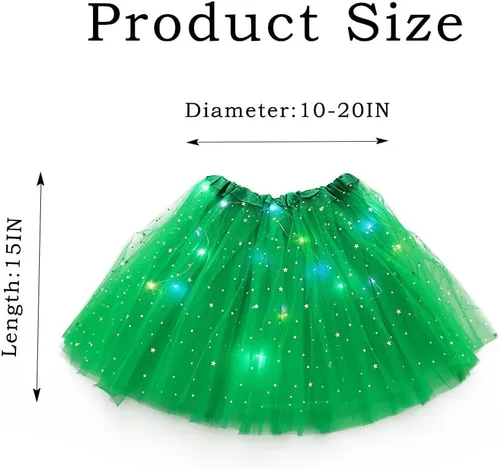 Vista 6 de Dmaiy Falda de tutú con luz LED para mujer, faldas brillantes en capas para carnaval, festival, disfraces, fiesta, actuación
