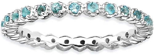 Vista 10 de 925 Sterling Silver Blue Topaz Band Ring Stone Birthstone December Gemstone Stackable Fine Jewelry For Women Gifts For Her