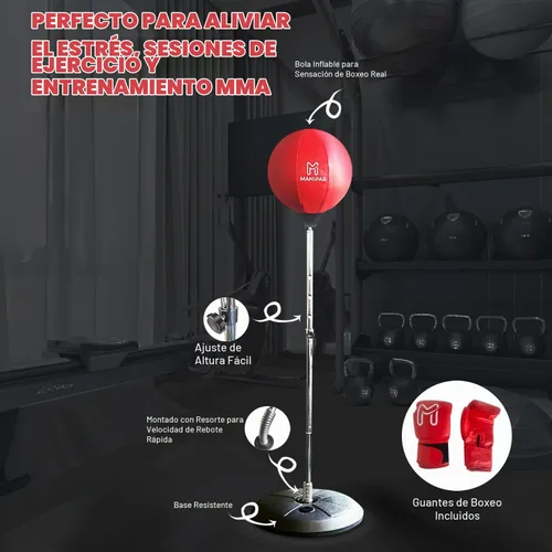 Vista 4 de Saco de boxeo con soporte para adultos y adolescentes - Saco de boxeo pesado, bolsa de boxeo y equipo de boxeo con bolsa de reflejos, bolsa