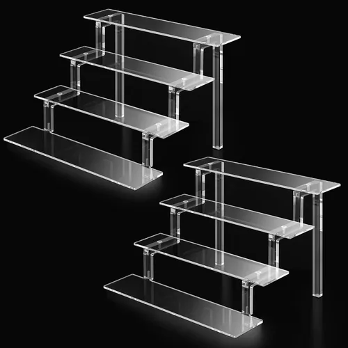 Vista 8 de Kcrystenia Perfume Organizer Stand, 4 Tier Display Riser Shelf Compatible with Funko POPs Amiibo Nendoroids, Clear Acrylic Risers Display Stand