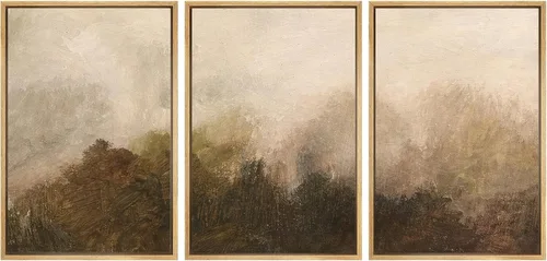 Vista 45 de SIGNWIN Lienzo enmarcado para pared, juego de arte de campos pastorales, flores silvestres, campo rústico, paisaje, floral, ilustraciones modernas
