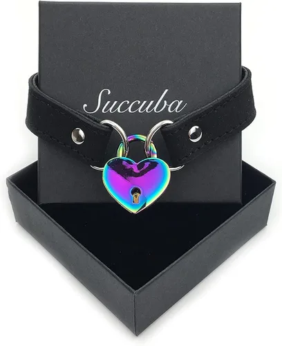 Vista 6 de Succuba Gargantilla con candado y llave de corazón para mujeres y hombres, Terciopelo, no conocido