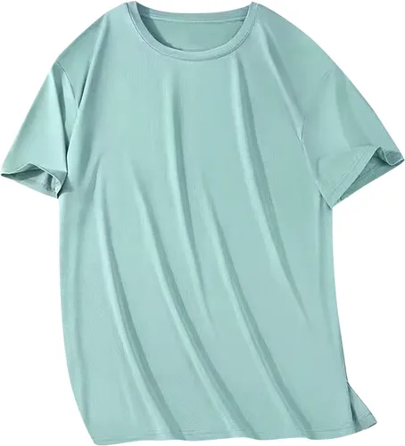 Vista 15 de Camisas grandes y altas para hombre, pesadas, cuello redondo, de algodón, que absorben la humedad, atlética, elástica, hipster