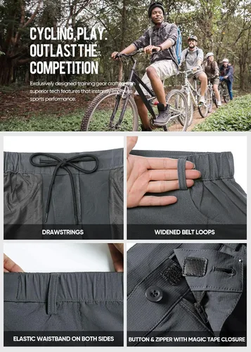 Vista 3 de Cycorld Mountain Bike-Pantalones cortos para hombre, acolchado de MTB para ciclismo holgado, forro de acolchado corto con bolsillos con cremallera