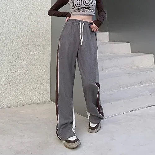 Vista 8 de Veryin Pantalones deportivos abiertos de gamuza sintética para mujer, pantalones de baile acampanados para hombre, pantalones casuales de pierna
