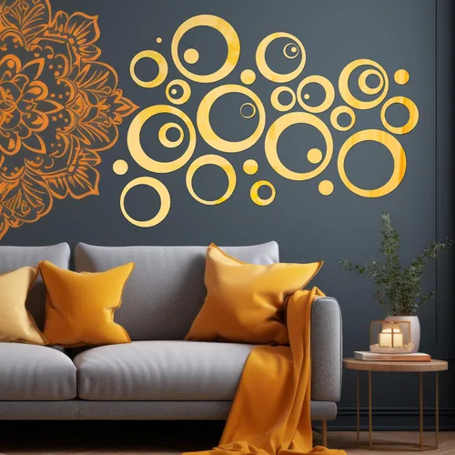 Vista 6 de Shappy 96 calcomanías de espejo circular, bricolaje, decoración de pared, removibles, decoración de pared, calcomanías de espejo para sala de estar