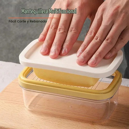 Vista 5 de UNIVIVO Cortador de Mantequilla de Plástico, Envase de Mantequilla con Tapa para Nevera, Corte Fácil de Dos Barras de Mantequilla de 4oz