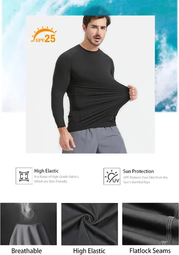 Vista 4 de HOPLYNN Paquete de 45 camisetas de compresión de entrenamiento para hombre, manga largacorta, camiseta atlética para deportes