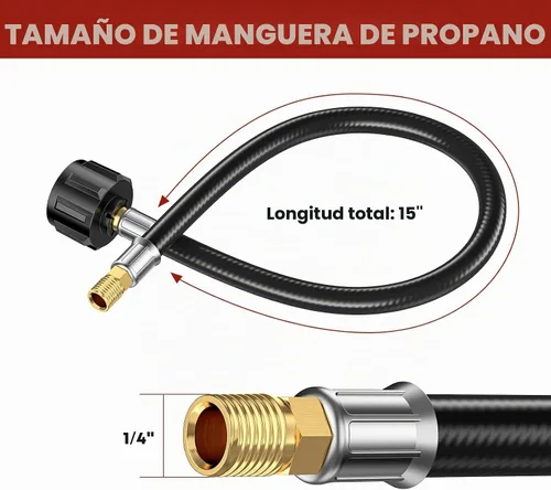 Vista 6 de 2 piezas de repuesto de manguera de tanque de propano RV de 15 pulgadas