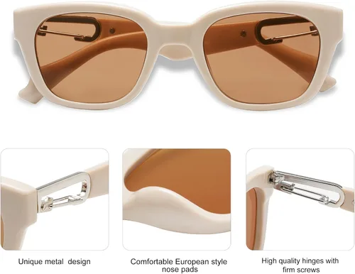 Vista 5 de Gafas de sol rectangulares sin montura para mujeres y hombres unisex vintage cuadradas ultraligeras de sol AR81001