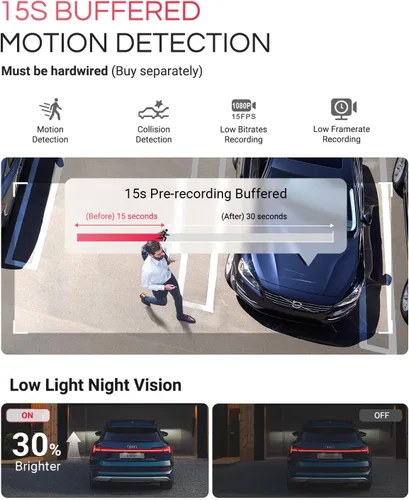 Vista 6 de Vantrue Cámara frontal E1 Pro 4K Mini Dash Cam frontal, STARVIS 2 PlatePix HDR visión nocturna para automóvil, GPS WiFi 5G integrado, pantalla IPS