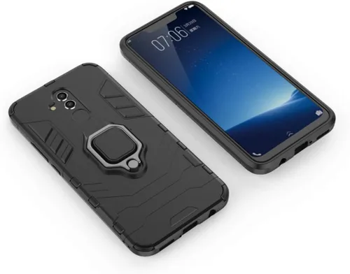 Vista 3 de Compatible con Huawei Mate 20 Lite, funda de metal con anillo de agarre a prueba de golpes (funciona con soporte magnético para automóvil), funda