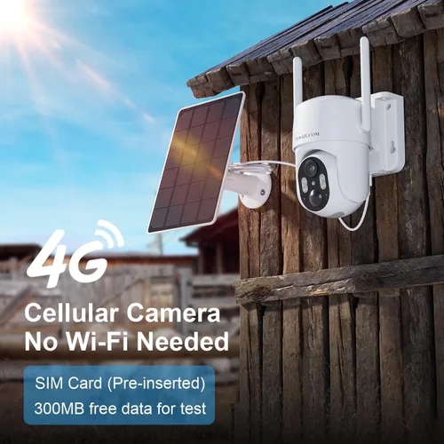 Vista 2 de Cámara de Seguridad Sin WIFI Sin Necesidad de Internet, Cámara de Seguridad Celular 4G LTE Inalámbrica para Exteriores, Cámara de Seguridad Solar