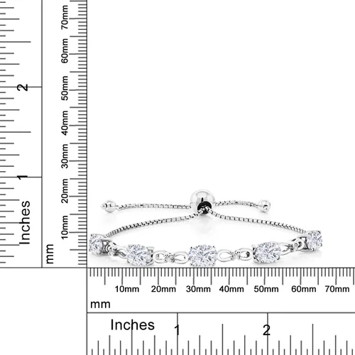 Vista 31 de Gem Stone King Pulsera de tenis de diamantes cultivados en laboratorio con piedra natal de 3-6 quilates para mujer, plata de ley 925, ovalada