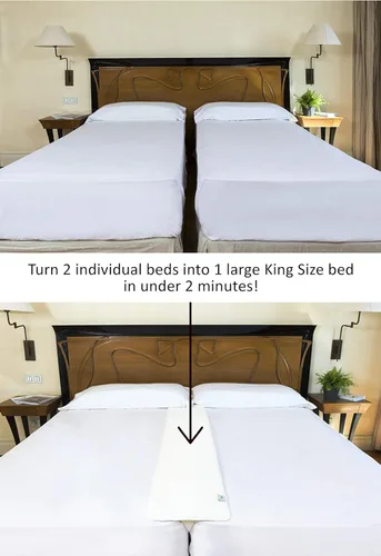 Vista 3 de Insieme 12 x 77 pulgadas Puente de cama Twin a King - Relleno de huecos para cama dividida King - Tela hipoalergénica - Blanco, delgado y sin