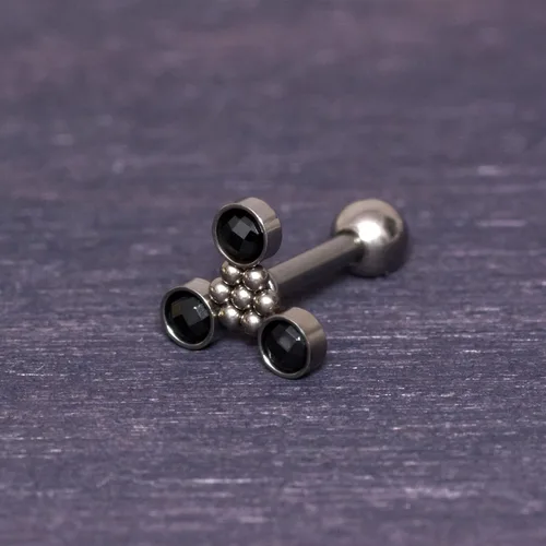 Vista 4 de Cartilage Piercing Jewelry - Cartilage Bar Onyx, Implant Grade Titanium Ear Piercing