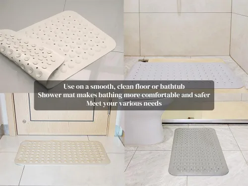 Vista 4 de Tapete antideslizante para bañera con ventosa y orificios de drenaje, tapete de baño para bañera, tapete de baño para bañera