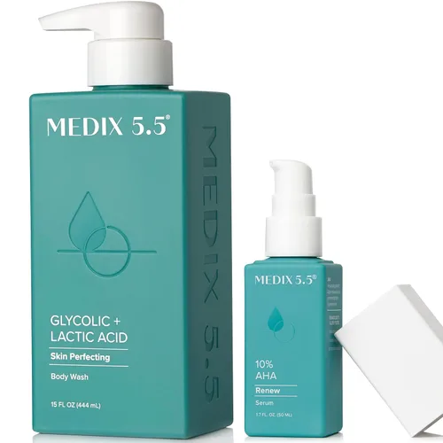 Vista 26 de MEDIX - Juego de 3 piezas para el cuidado de la piel antienvejecimiento Limpiador facial y corporal espumoso exfoliante con ácido glicólico AHA +