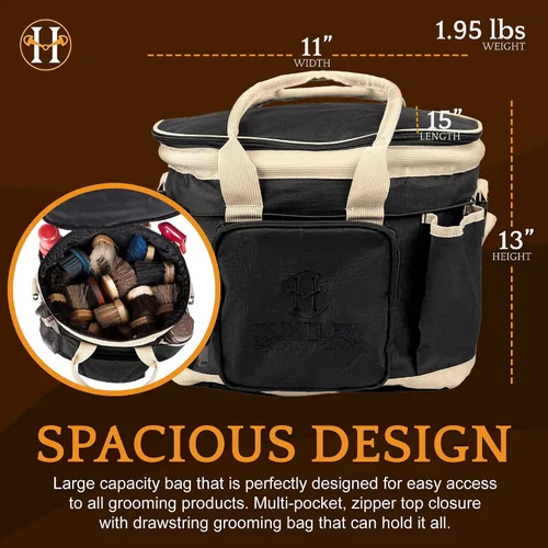 Vista 3 de Huntley Equestrian Bolsa de aseo de lujo perfectamente diseñada de fácil acceso con múltiples bolsillos con cierre superior de doble asa
