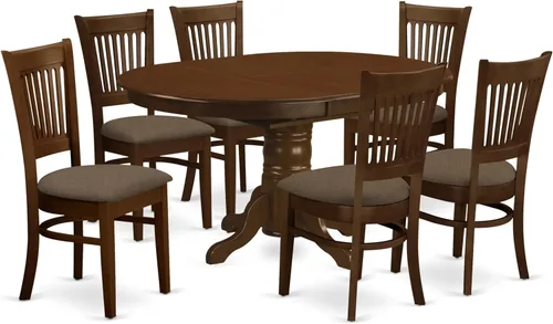Vista 9 de East West Furniture KEVA7-ESP-W - Juego de comedor de 7 piezas compuesto por una mesa de comedor ovalada con hojas de mariposa y 6 sillas de asiento