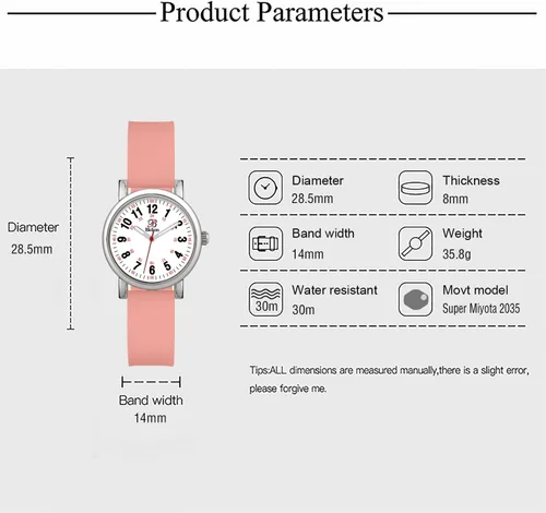 Vista 2 de Blekon Original Petite Nurse Watch for Medical Professionals and Students - Various Scrub Colors - Small Easy Read Dial, Military Time with Second