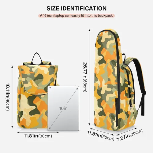 Vista 3 de Mujeres Hombres Mochila de Tenis Transpirable Camuflaje Amarillo Verde 2 Raquetas Raqueta Cubierta Bolsa Bolsa de Gimnasio para Hombres Mujeres