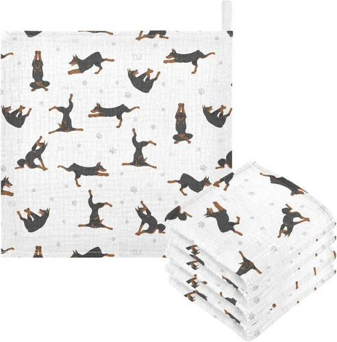 Vista 35 de Toallas de algodón para bebé, toallas de baño unisex para recién nacidos, toallitas naturales para piel delicada, 11.8 x 11.8 pulgadas, paquete de 5