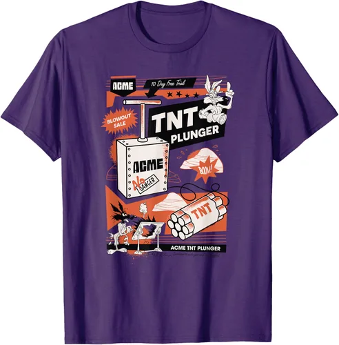Vista 43 de Looney Tunes Wile E. Coyote - Camiseta de émbolo TNT, Blanco, S