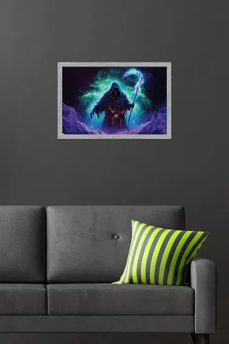 Vista 6 de Trends International Wumples - Póster de pared Cosmic Grim Reaper de 22.4 pulgadas de largo x 14.7 pulgadas, versión enmarcada gris