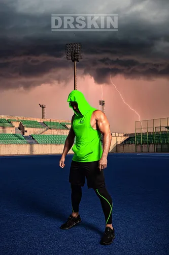 Vista 2 de DRSKIN 2 or 1 Pack Men's Hooded Tank Tops Muscle Cut Off T Shirt Sleeveless Bodybuilding Gym Hoodies Workout Athletic