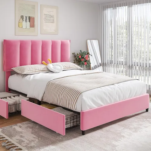 Vista 24 de VECELO Base de cama de tamaño individual con cajón de almacenamiento, base de cama de plataforma resistente con cabecera y fuerte soporte de Negro