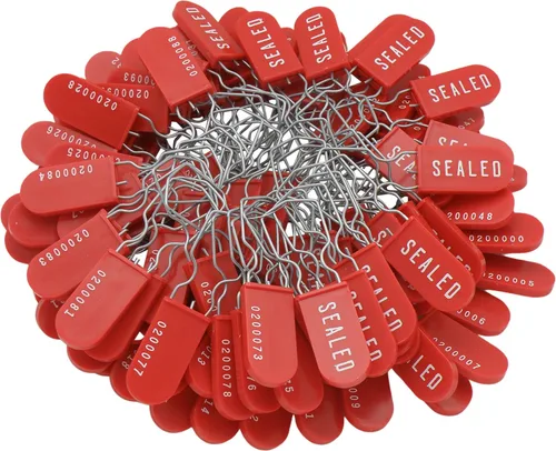 Vista 10 de Sellos de seguridad de candado de alambre de plástico numerados secuencialmente (paquete de 100) (negro)