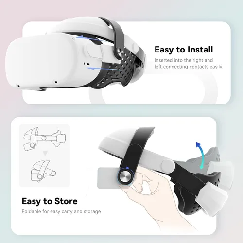 Vista 6 de CNBEYOUNG Correa ajustable para la cabeza compatible con Quest 2, repuesto para Quest 2 Elite Strap Accesorios de soporte mejorado y comodidad