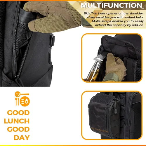 Vista 5 de DBTAC Mochila táctica para el almuerzo, enfriador de almuerzo grande para hombres, mujeres y adultos, mochila enfriadora aislada a prueba de fugas