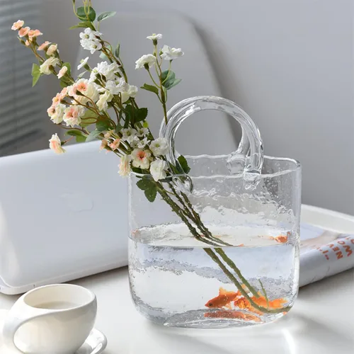 Vista 6 de Jarrón de vidrio multifuncional, de mano, de cristal, para bolsillo, florero de cristal, para decoración del hogar, sala de estar, oficina, jardín