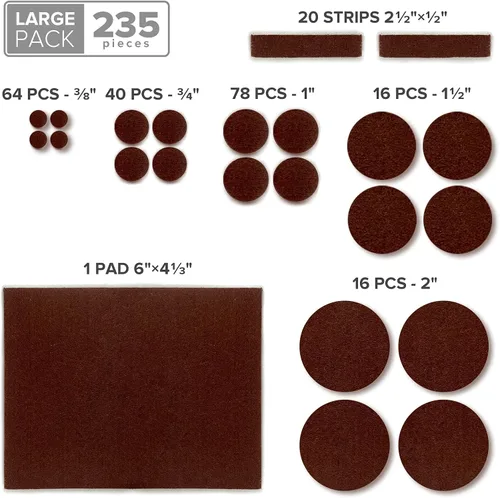 Vista 5 de Almohadillas de fieltro X-PROTECTOR para muebles, 235 piezas de alta calidad, los mejores protectores de piso de madera para proteger tu suelo