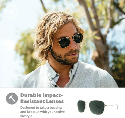 Vista 5 de Knockaround Mount Evans - Gafas de sol polarizadas estilo aviador cuadradas con protección UV400 completa
